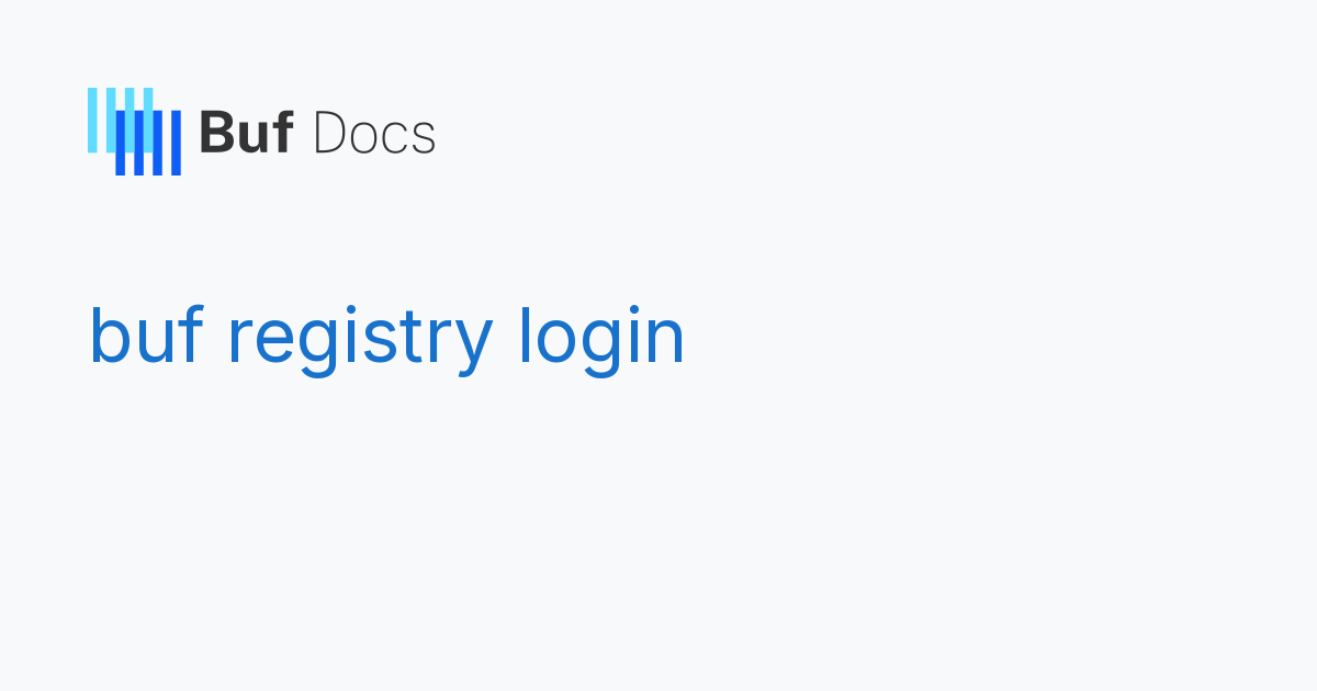 buf registry login - Buf Docs