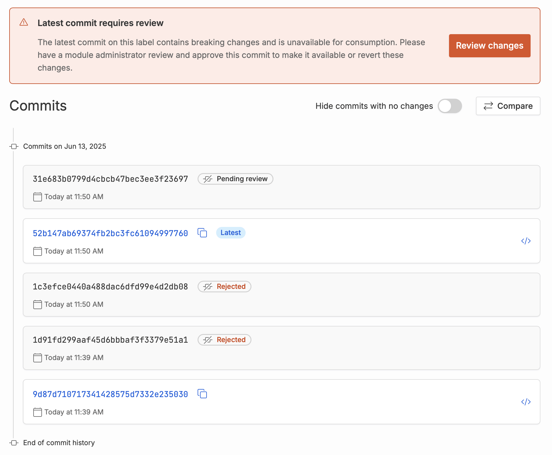 Screenshot of the reviewer notification in the BSR