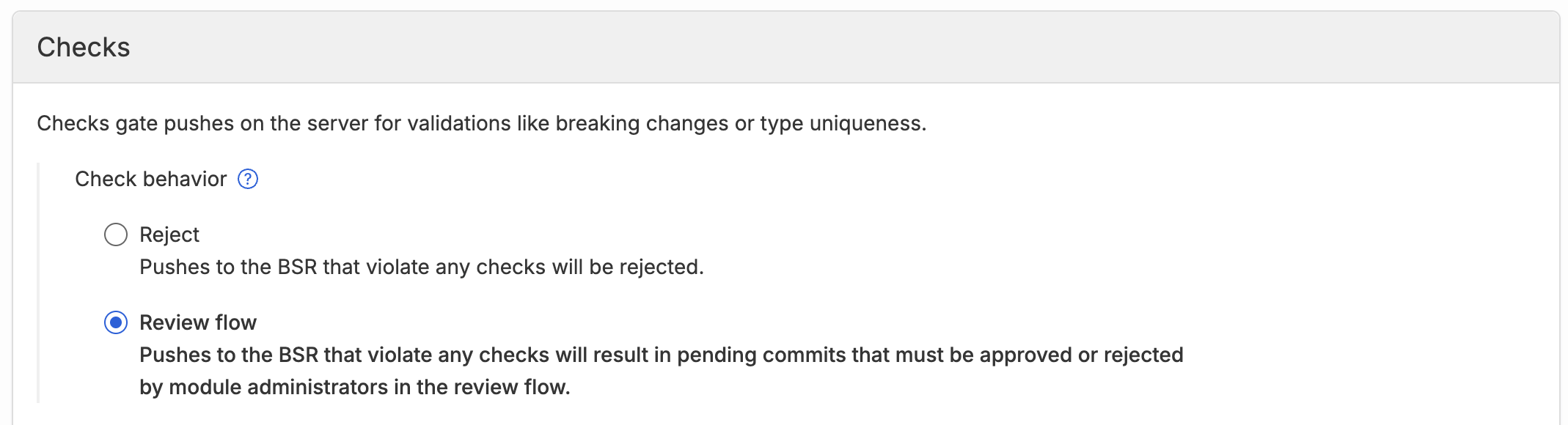 Screen shot of reject selected in admin panel
