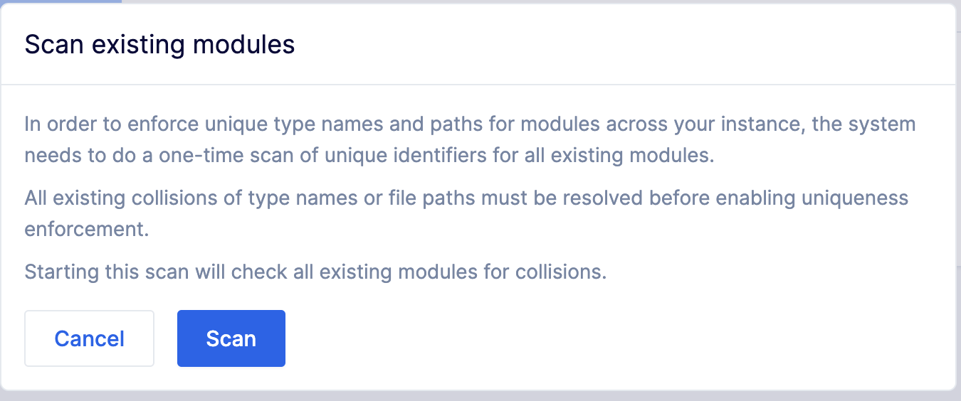 module scanning modal