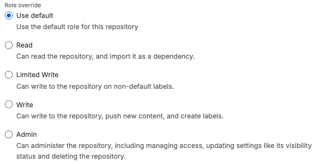 Override default repository role