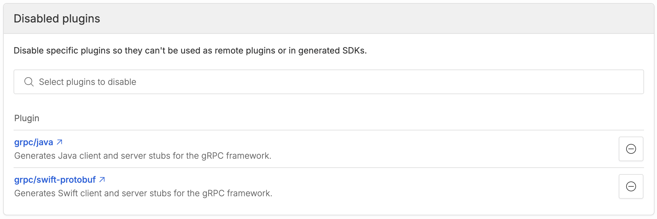 Screenshot of admin screen showing two disabled plugins