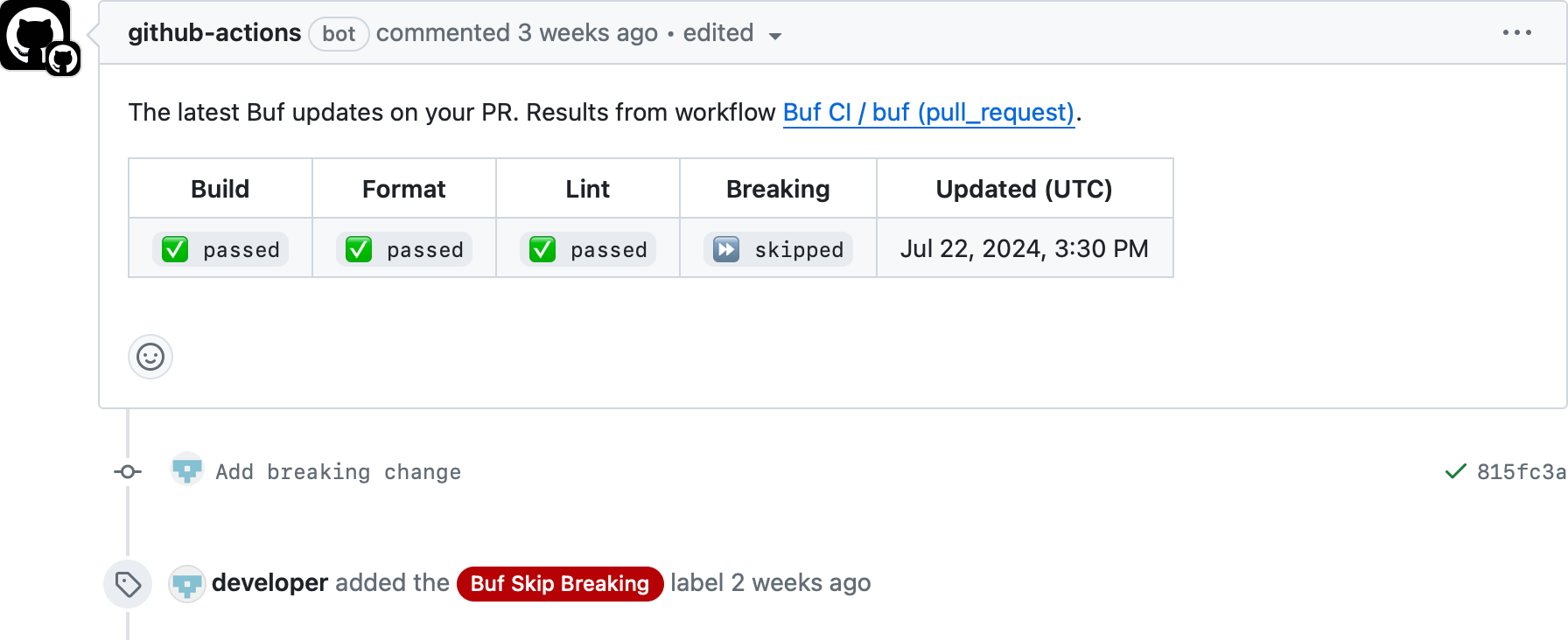 Skip breaking changes example