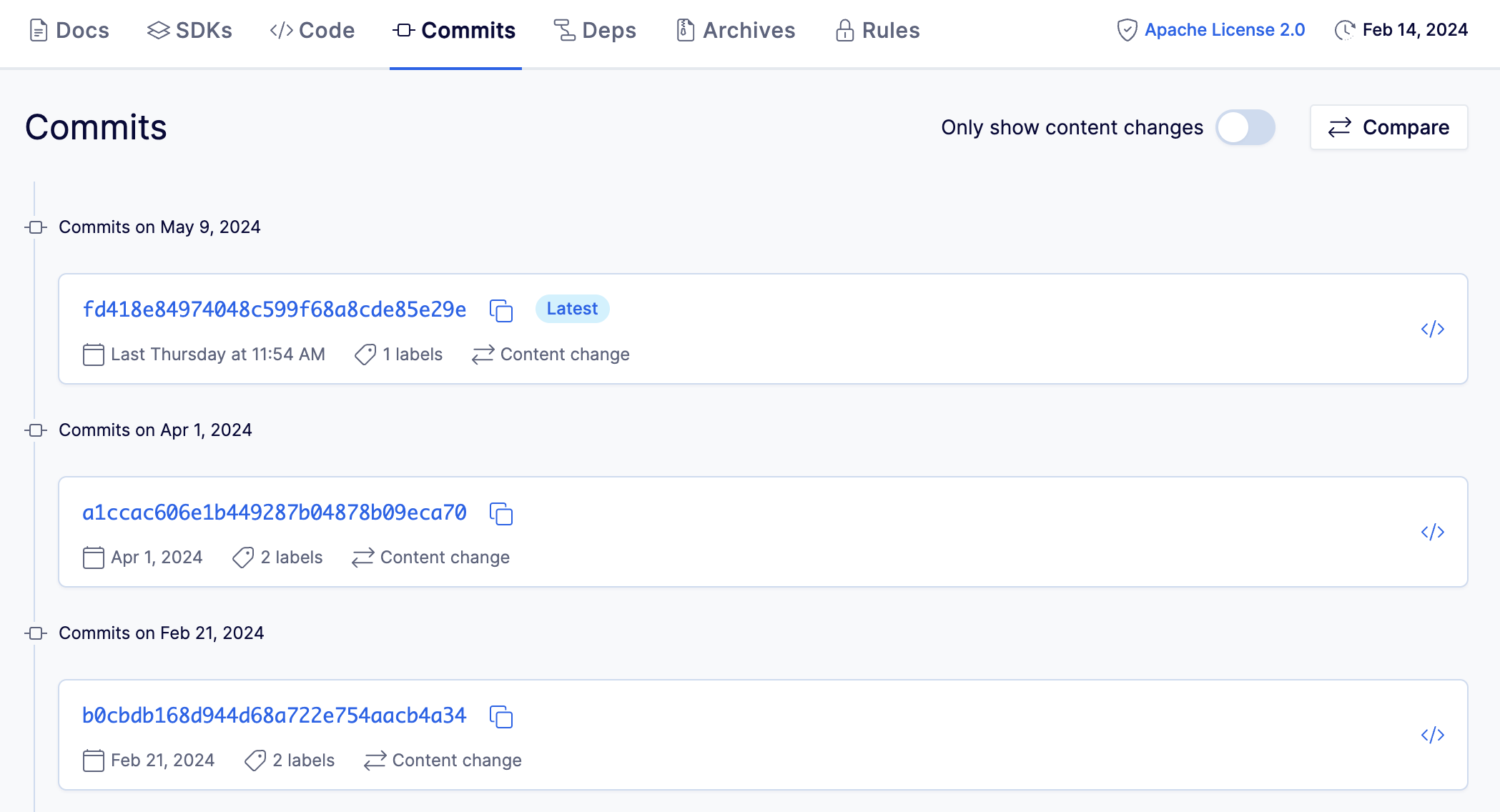 Updated BSR Commits tab