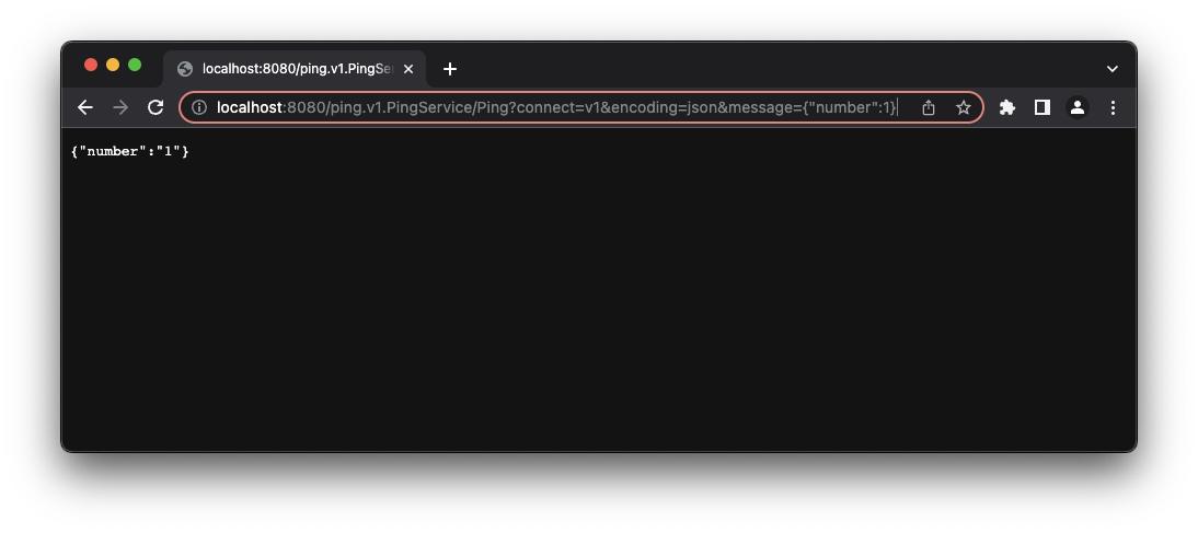 Screenshot of a browser showing a Connect endpoint