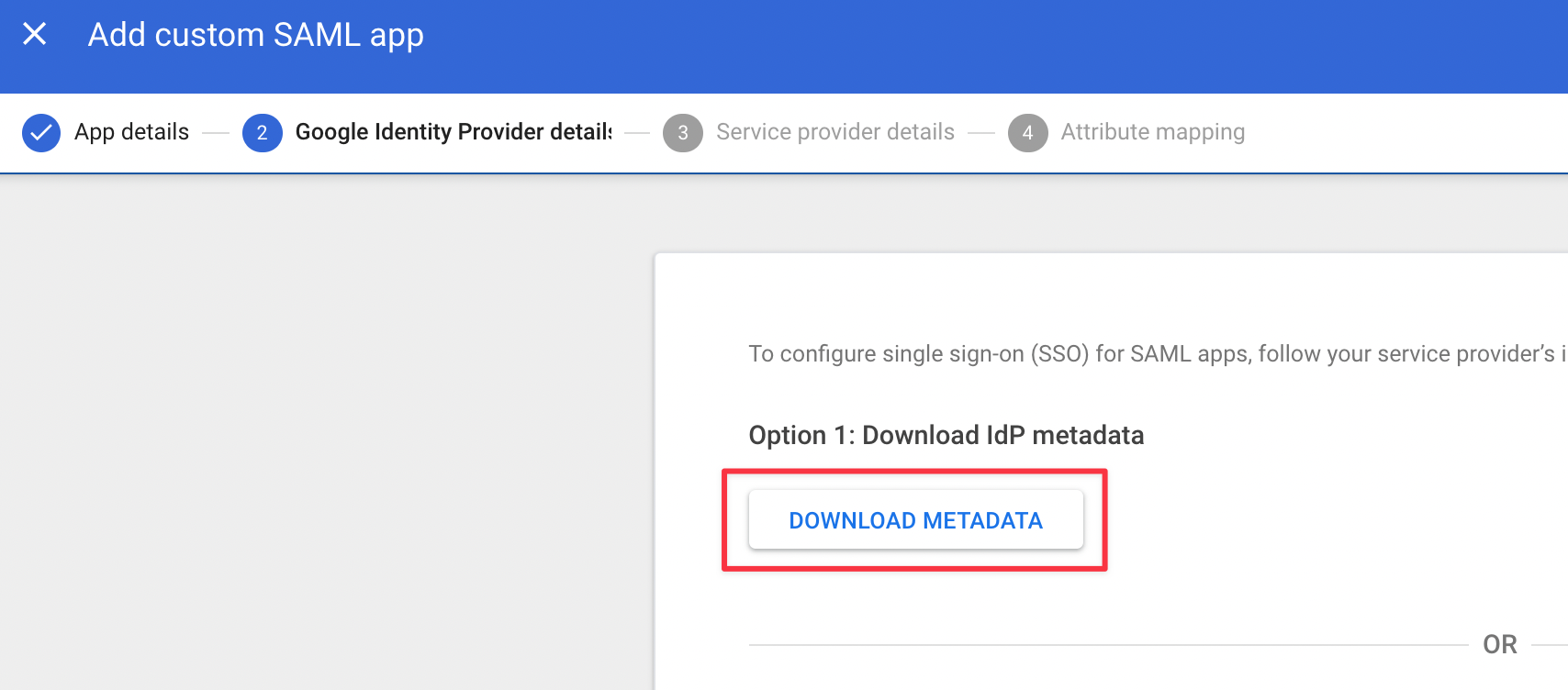 Google - Download metadata