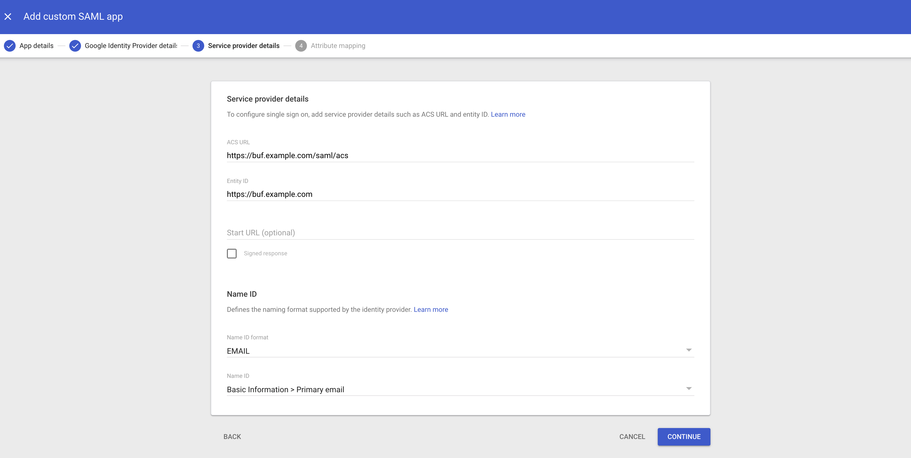 Google - Service Provider details