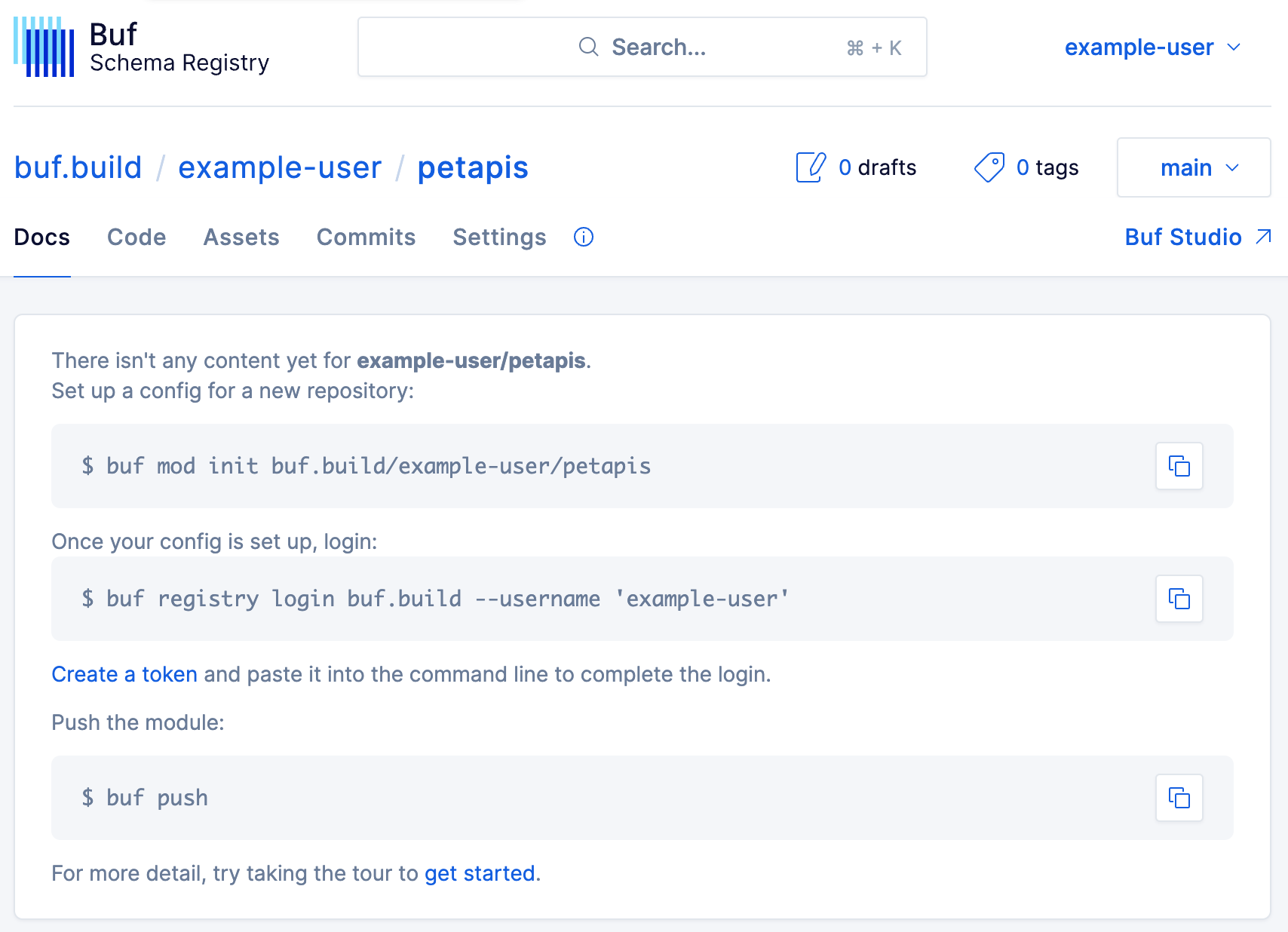 Screenshot of new empty repository